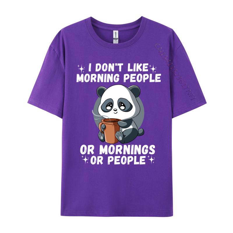 I Don Like Morning People Funny Quote Panda Coffee Tshirts Premium Cotton Unisex Tshirts Casual T Shirt 2024 Fashion Casual