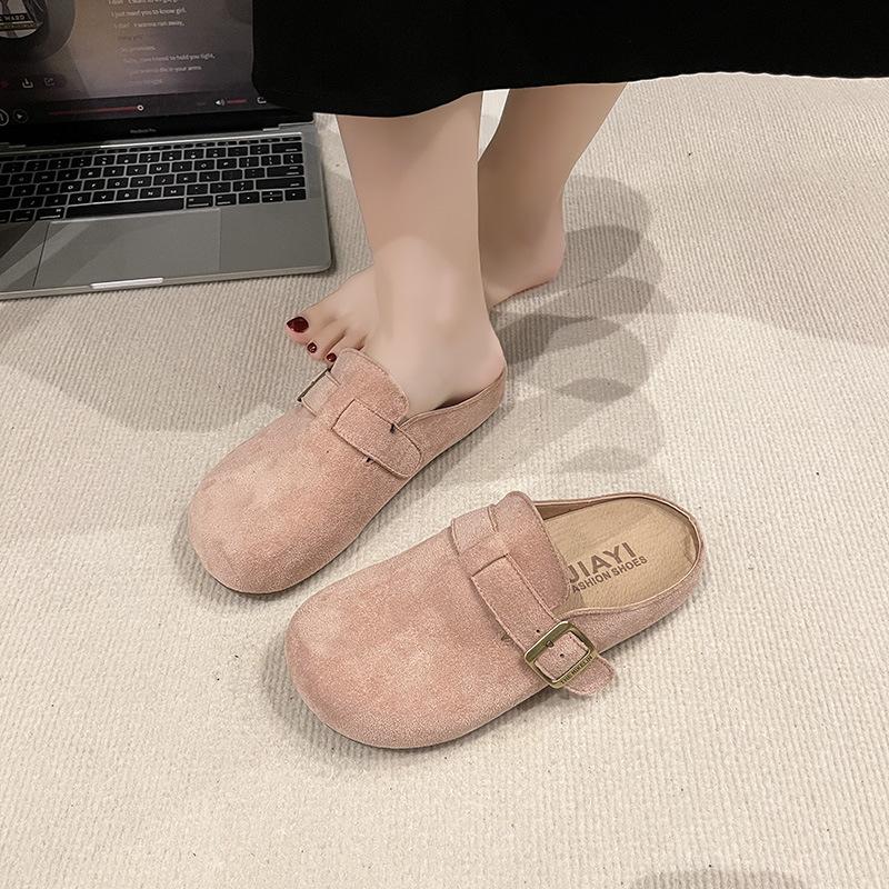 Bekväma retro utrikeshandel baotou drag kvinnor 2025 vår nyhet bekväma halkfria platt botten vardagliga halvtofflor trend