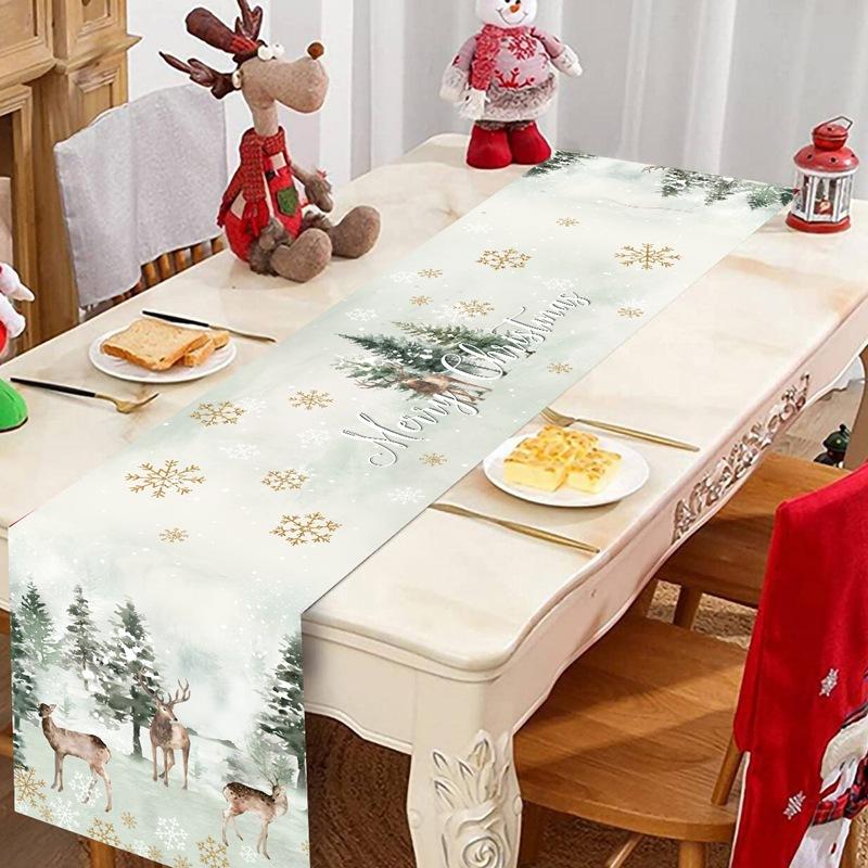 Christmas Ball Buffalo Plaid Table Runner Merry Christmas Decorations For Home Decor Xmas Table Flag Cover Gifts Happy New Year