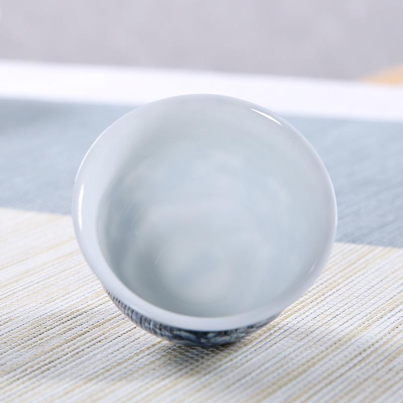 Vintage Master Cup, 1 Blue and White Porcelain Teacup, Small Tea Bowl, Ceramic Kung Fu Set, Gold Edged Tea Bowl, Single Cup