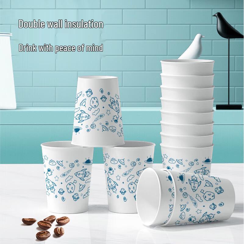 MENGTING 233ml Thickened Disposable Paper Coffee Cups, 100 Count