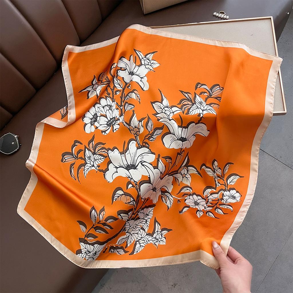 Women Silk Imitation Scarf For Neck Wraps Foulard Female Hairbands Female 70Cm Square Bandana Shawls