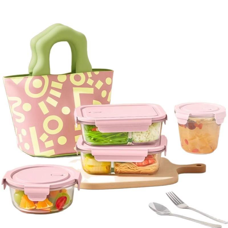 ZISIZ Microwavable Glass Lunch Box Set
