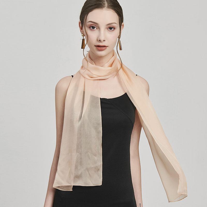 100% Pure Silk Chiffon Scarf Solid Red Long Neck Scarves Women Kerchief Bufanda Mujer Summer Thin Real Silk Hair Scarves Foulard