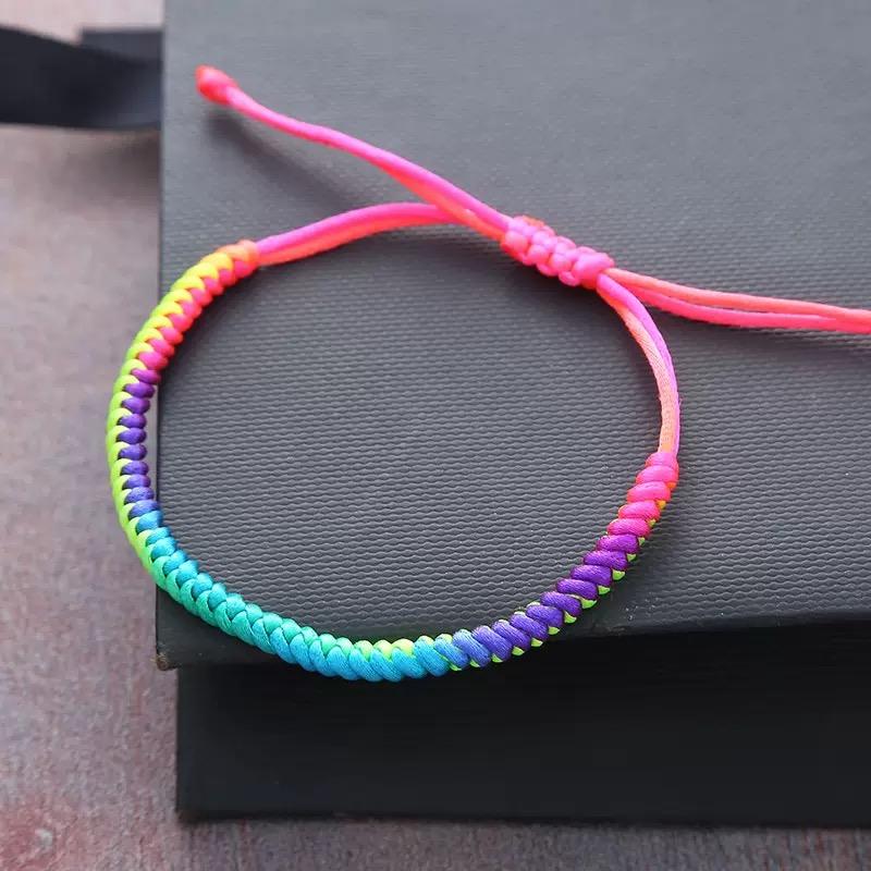 6 Stijlen Regenboog Touw Armband Unisex Handgemaakt Geweven Geluk Rode Draad Armband Vriendschap Sieraden Meditatie Helende Armband