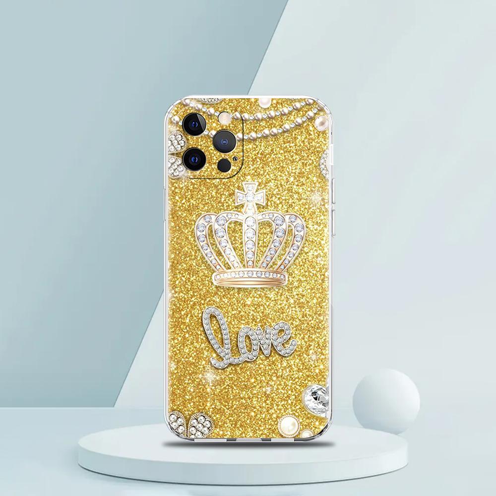 Diamond Crown Phone Case for iPhone 16 15 14 13 12 Pro Max Transparent Soft for iPhone 11 Pro Max 7 8 Plus XS XR Shell Bag
