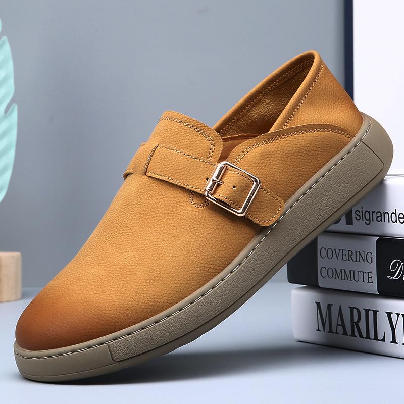 Summer Men's Shoes Leather Retro Lazy Casual Leather Shoes Men's Soft Sole Light One Pedal Versatile Breathable