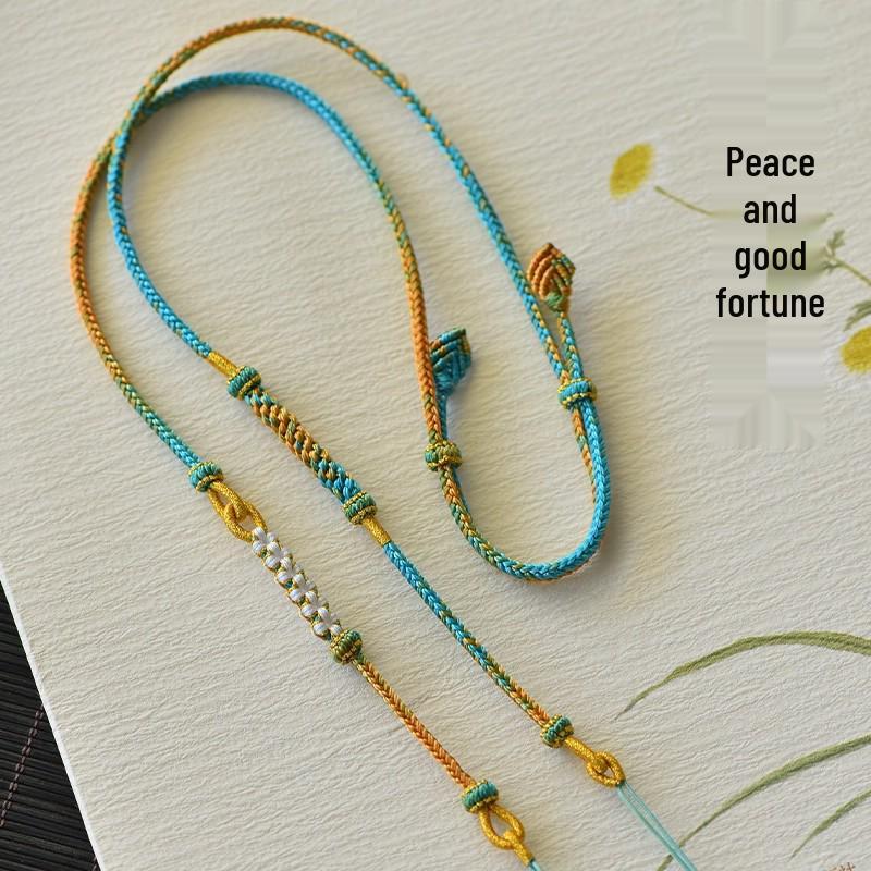 Bernstein Jade Dzi Perlen Acht Schätze Halskette mit Glücksanhänger