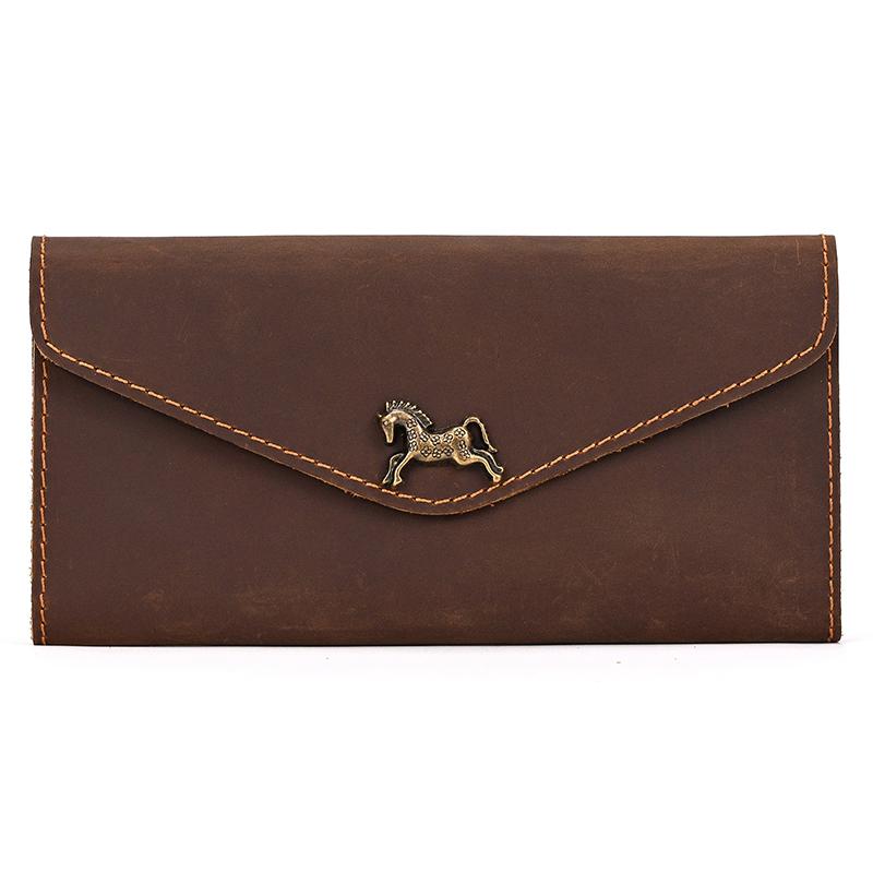 Vintage Genuine Leather Clip Purse For Men Women Leather Phone Pouch Wallet Simple Style Retro Female Male Slim Purse Wallets