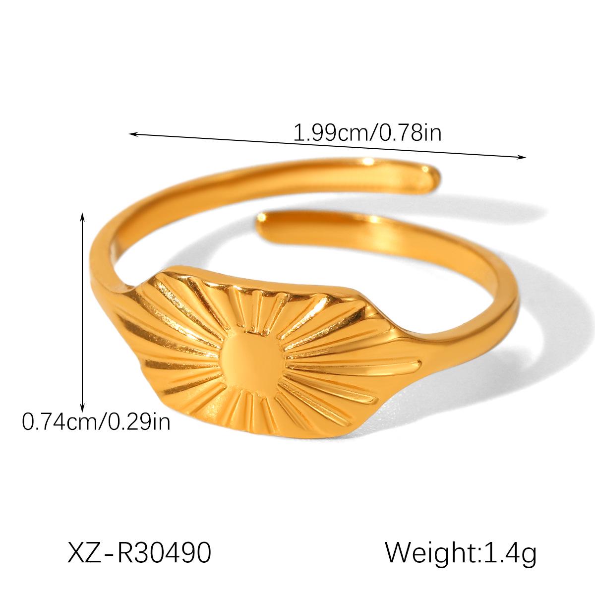 

Минималистичное квадратное кольцо из 18-каратного золота с цветком - Женская нержавеющая сталь высокого класса