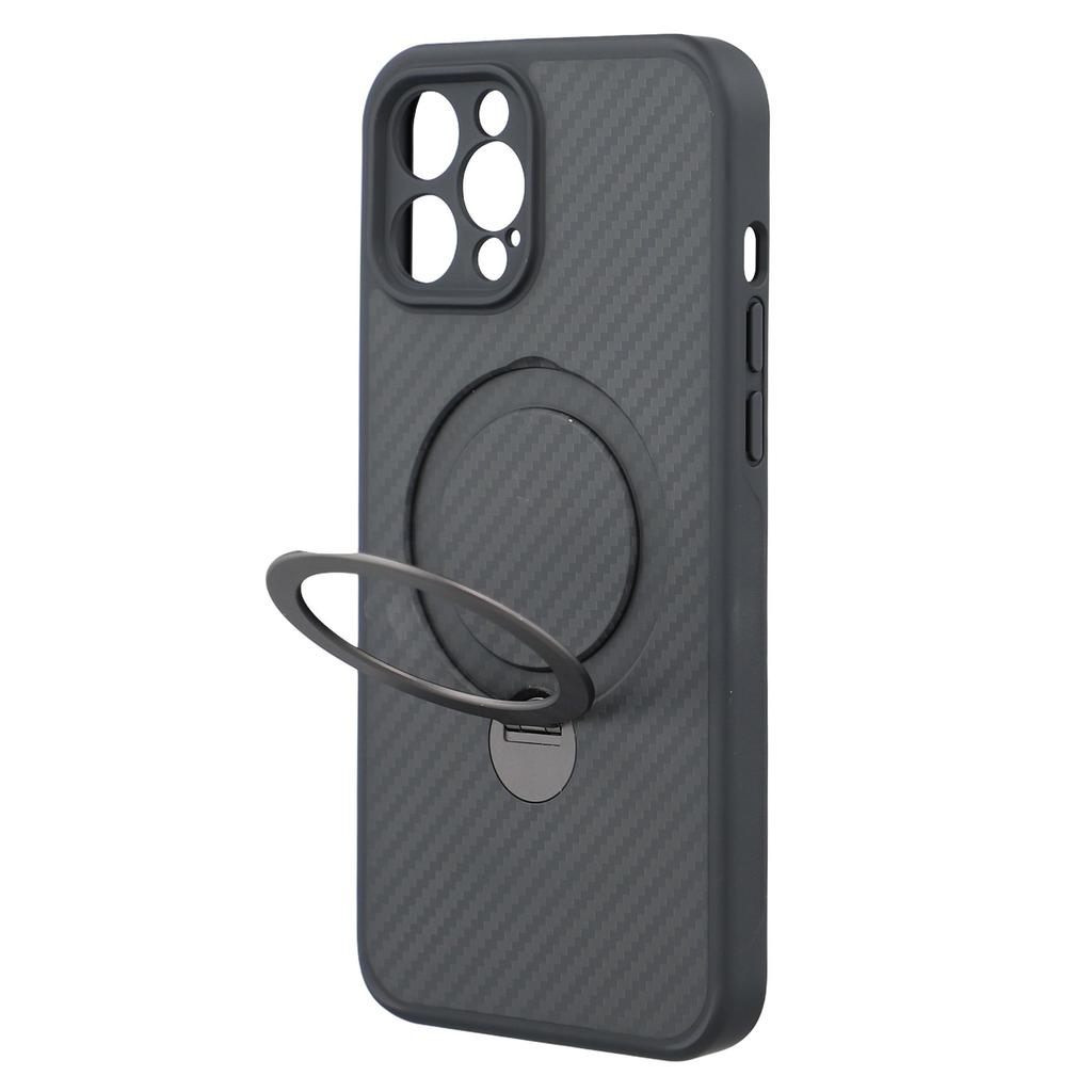 For iPhone 12 Pro Max Case Compatible with MagSafe Kickstand TPU+PC Phone Cover Carbon Fiber Texture