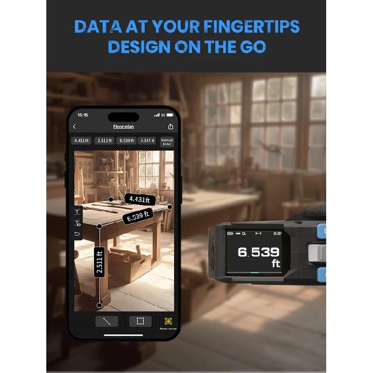 Laser Tape Measure 100M Professional Laser Distance Meter with Instant Digital Readout, Green Laser Line Marking