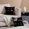 New Little Black Cat Cute Couple Cushion Cover Anti-dustmite Pillowcase Invisible Zipper Silky Short Plush Sofa Cushion Cover