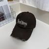 3D Letter Soft Top Duckbill Cap for Women and Men, Spring/Summer Korean Style Versatile Washed Distressed Street Fashion Sun Protection Baseball Cap