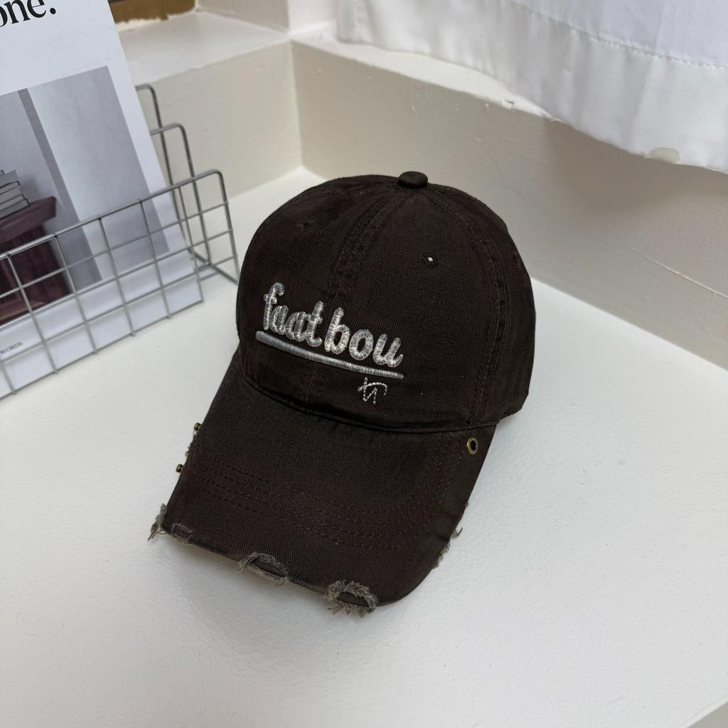 3D Letter Soft Top Duckbill Cap for Women and Men, Spring/Summer Korean Style Versatile Washed Distressed Street Fashion Sun Protection Baseball Cap