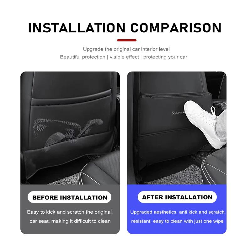AQO1 Leather Car Seat Back Anti Kick Mat Protector Cover Accessories For Citroen Grand Berlingo Jumper Celysee Xsara Picasso Aircross