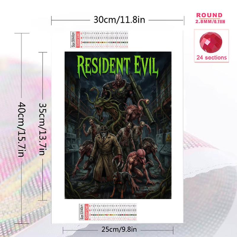 Resident Evil Monster & Survival Art Set Pattern 3pcs 100% Round Full Drill 5D DIY Diamond Painting Embroidery Cross Stitch Rhinestone Décor