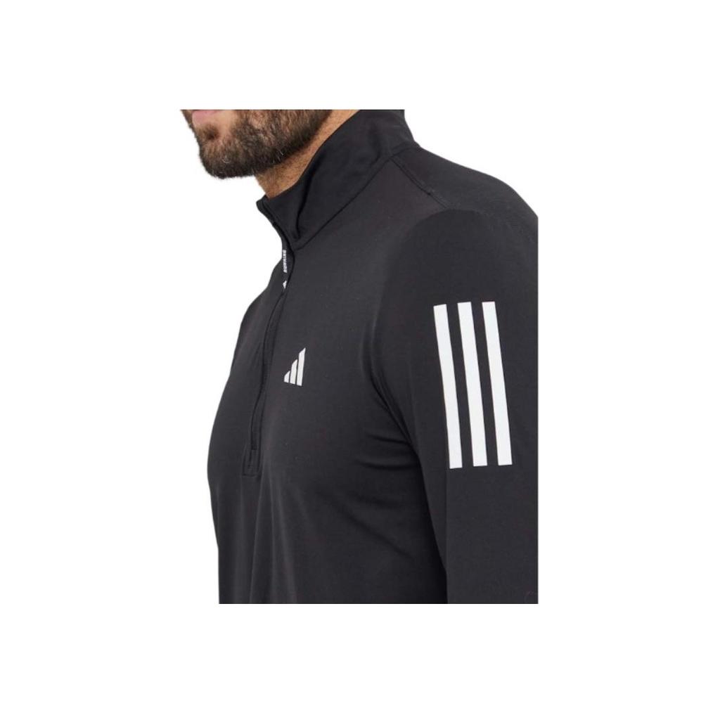 Adidas Own The Run Half Zip Jacket Striped Long Sleeve Sweatshirt Men Jackets Black IN1490