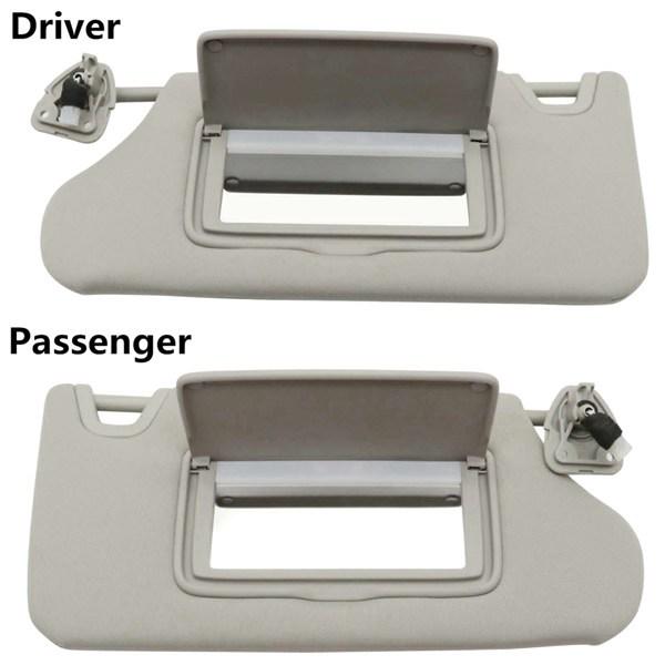 Gray ABS Car Sun Visors with Lights (Left & Right Pair)