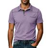 Mens Plus Size Fashion Turn Down Collar Short Sleeve Pocket Polo Shirt
