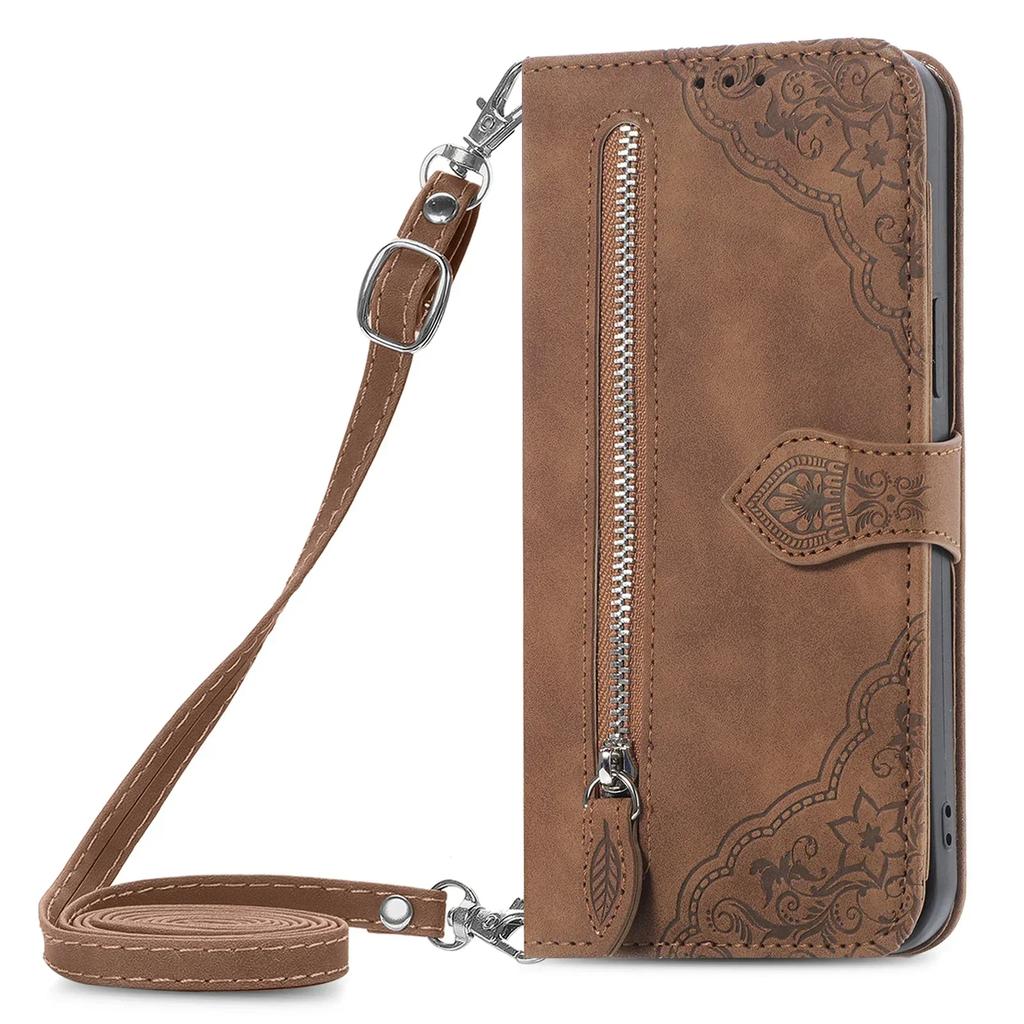 Zipper Leather Flip Wallet Case For OPPO Find X6 X8 Pro Reno 12 12F 13 Pro 7 7A 8 Lite A40 A40M A60 A80 A18 A38 A79 Phone Cover
