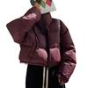 Autumn and Winter Women Plus Size Thin Padded Thickened Outerwear Warm Short Stand Up Collar Loose Zip Paragraph Bread Clothing Outerwear