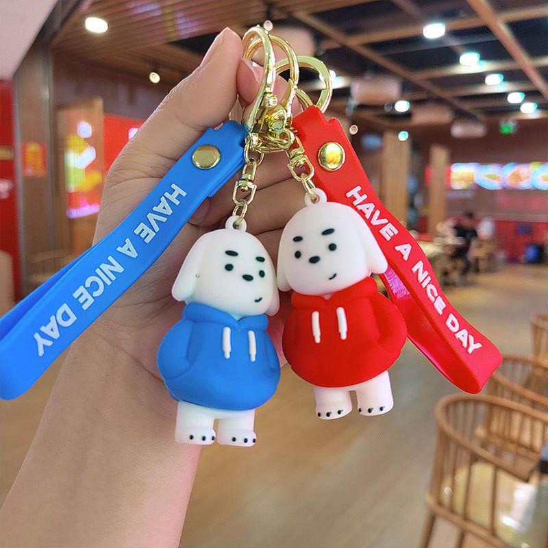 Adorable Hoodie Droopy-eared Dog Keychain Cute Car Key Ring Charming School Bag Accessory Wholesome Gift For Kids Friends