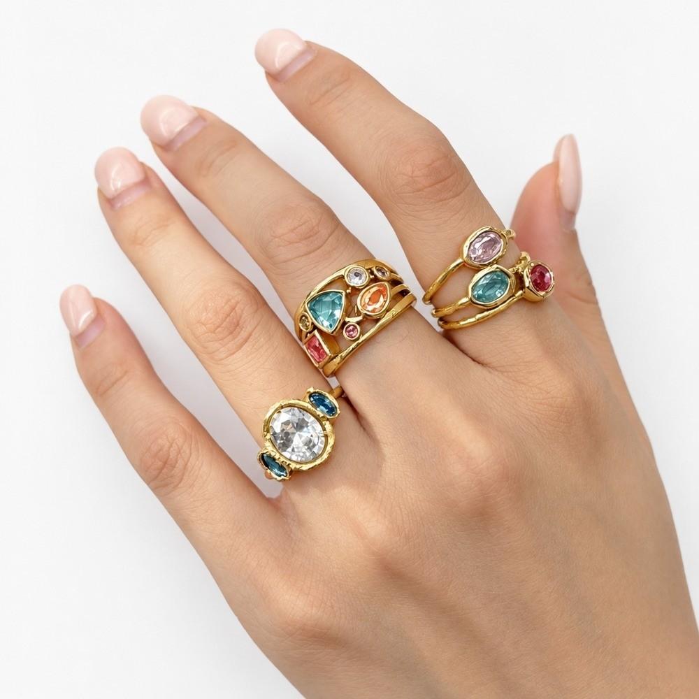 Lightweight Titanium Steel Ring Fade Resistant Hand Jewelry New Zircon Ring Birthday Gift