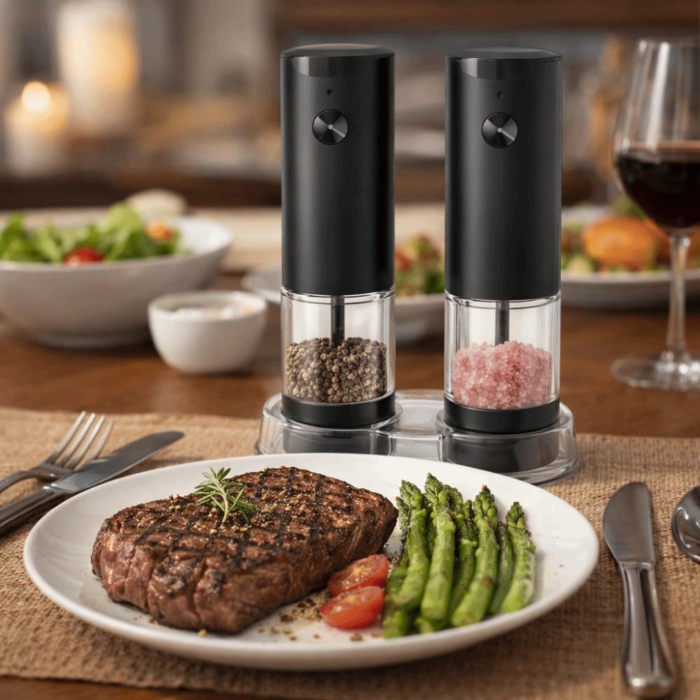 With Adjustable Coarseness Automatic Spice Mill Refillable Salt and Pepper Grinding Bottle Cooking
