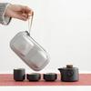 Black pottery simple travel kung fu tea set Japanese portable outdoor high-end gifts
