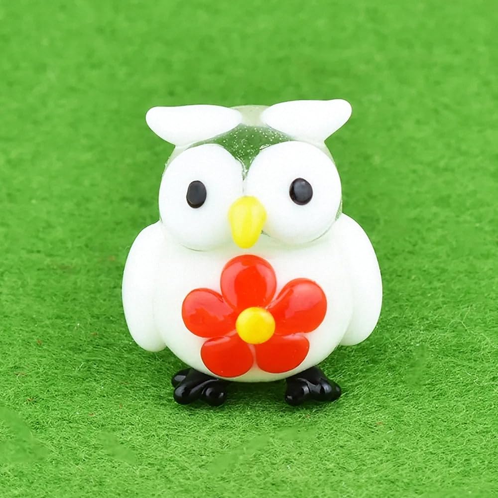 Four Cart Cute Handmade Glasswork White Plum Blossom Owl
