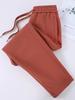 2025 Women's Brick Red High-Waist Fleece-Lined Sweatpants for Autumn and Winter