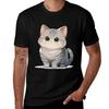 Cute Kawaii British Grey Cat T-Shirt Man T Shirt Cotton High Quality T Shirt Men 100% Cotton Luxury Brand T-Shirt