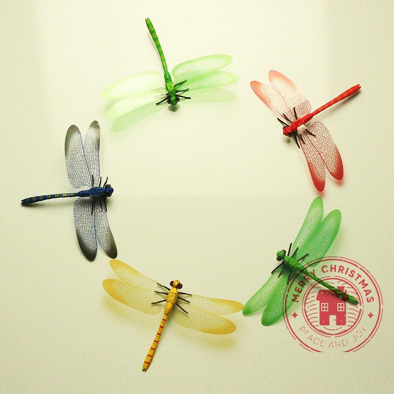 14Cm 3D Simulation Dragonfly Home Decoration Creative Crafts Decal Bottle Gardening Decor Baby Birthday Party Room Wall Stickers