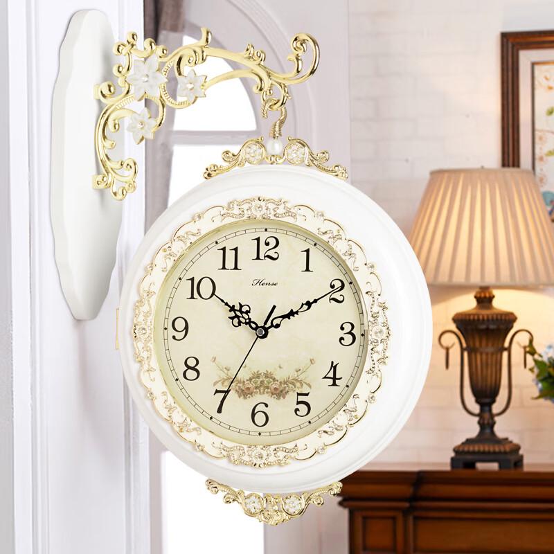 Hense European Style Double-Sided Decorative Wall Clock