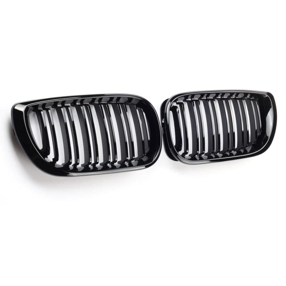 1 para przedni grill nerkowy samochodu czarny błyszczący podwójna listwa maskownica do BMW serii 3 E46 2002-2005 kratka wyścigowa wymiana samochodu