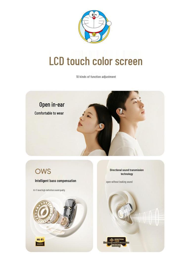 Crayon Shin-chan X918 Smart Touch Bluetooth Earphones with Noise Reduction & Color Screen