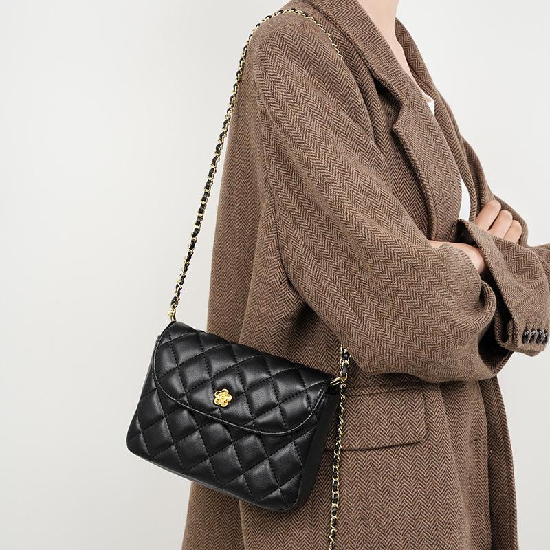Leather Quilted Bag for Women, New 2025 Women's Bag, Crossbody Bag, Genuine Leather Shoulder Bag, Chain Bag for Women