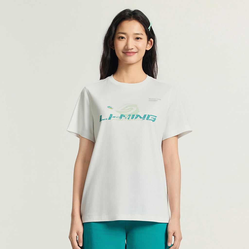Li-Ning Quick-Drying Cool Round Neck Letter T-Shirt Women tops ATSW276-8