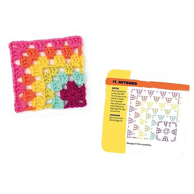 50Pcs/Box Mix Match Design The Granny Square Card Decks Knitting Kit For Adults Diy Grandma Knitted Pattern Set