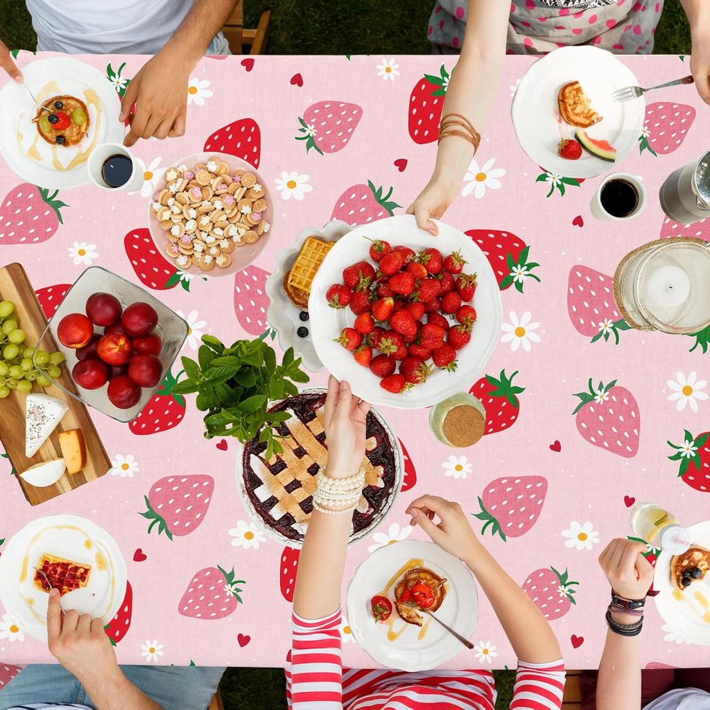 3Pcs Strawberry Tablecloth Plastic Berry First Birthday Table Cloth Strawberry Birthday Decorations Sweet One Table Cloth Strawberry Party