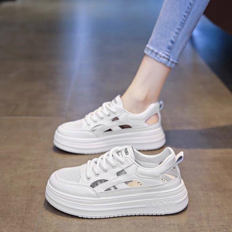 

New spring heightening breathable thick-soled hollow mesh thin casual board shoes size 35 белый