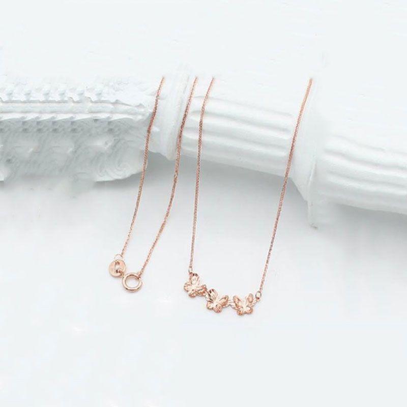 Purple Gold Butterfly Necklace, Simple Niche Temperament, Elegant Rose Gold-Plated Color Gold Chain