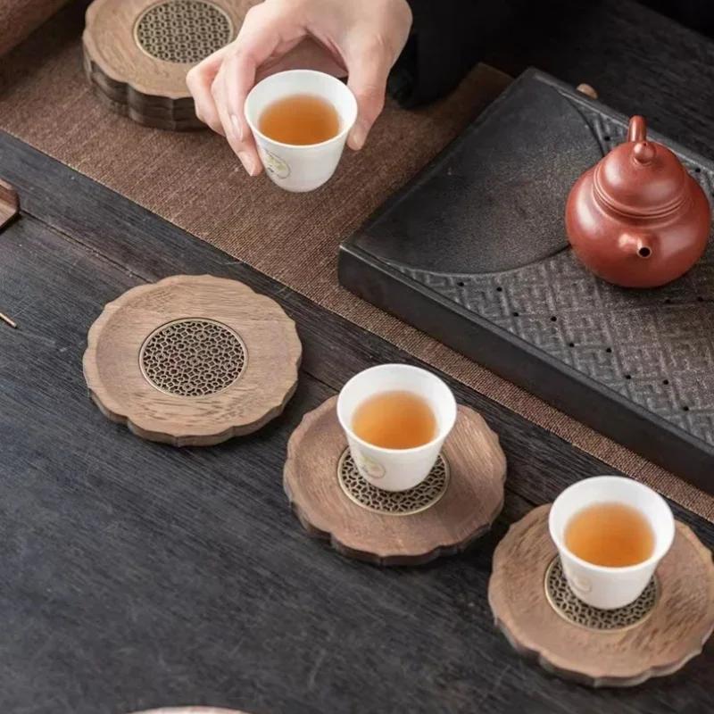 Heavy Bamboo Alloy Coasters Waterproof Insulated Mats High Temperature Resistant Coaster Kung Fu Tea Ceremony Accessories