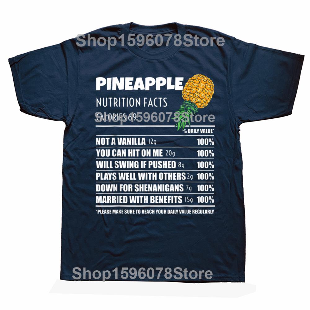 Funny Upside Down Pineapple Nutrition Facts Swinger Graphic T Shirts Cotton Humor  Tee Shirt Short Sleeve Unisex Loose Clothing