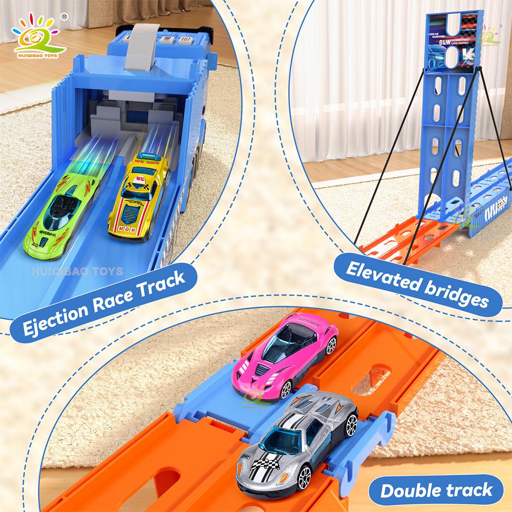 Large Inertia Track Truck Set | Foldable Track Storage | Launching Alloy Flying Car | Competition Game Boy Toy Gift
