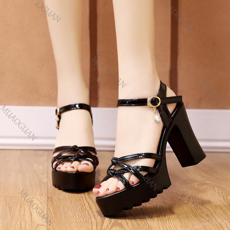 Fashion New High-heeled Sandals Summer Shoes for Women Platform Soft Leather Comfortable Heightening Women's Shoes Party Sandales Femmes