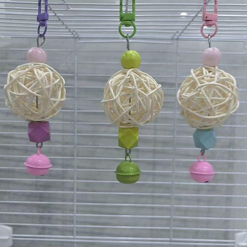 Balançoire en rotin - Accessoires pour cage de perroquet (calopsittes, perruches ondulées et petits oiseaux) - Jouet à mâcher et balançoire