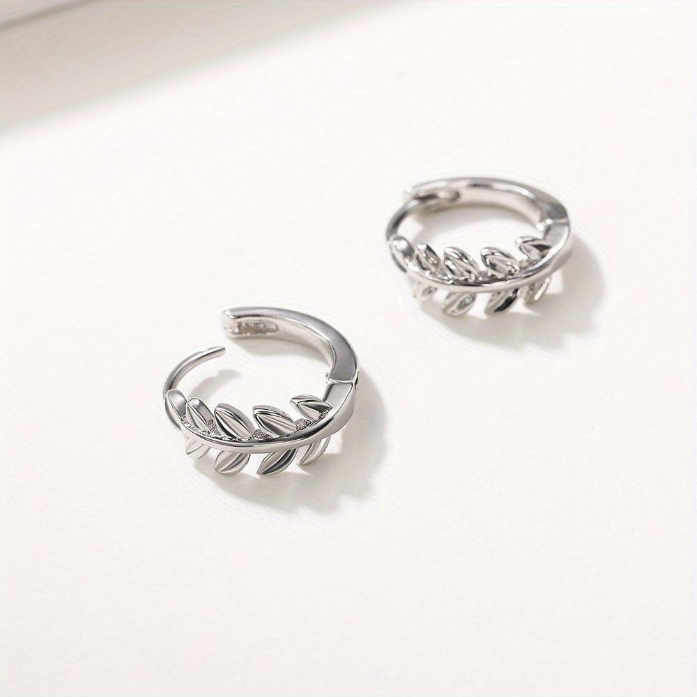1 Pair of Art Fresh Leaf Ear Buckles, Olive Leaf Olive Branch Earrings, Stylish Silver Earrings
