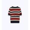 Women's Spring Clothing Preppy Style Athleisure Stripes round Neck Short Sleeve Fashion Knit Top 0014006